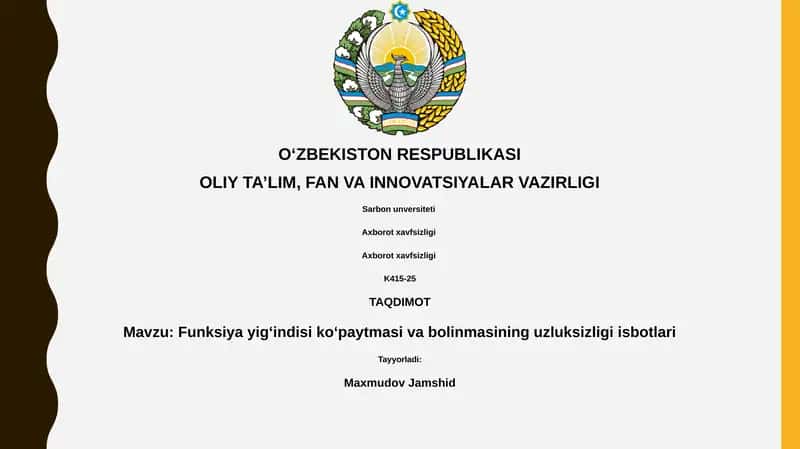 Funksiya yigʻindisi koʻpaytmasi va bolinmasining uzluksizligi isbotlari
