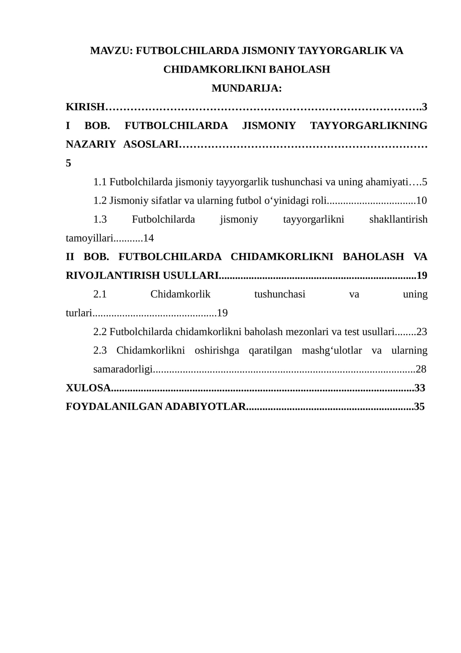 FUTBOLCHILARDA JISMONIY TAYYORGARLIK VA CHIDAMKORLIKNI BAHOLASH