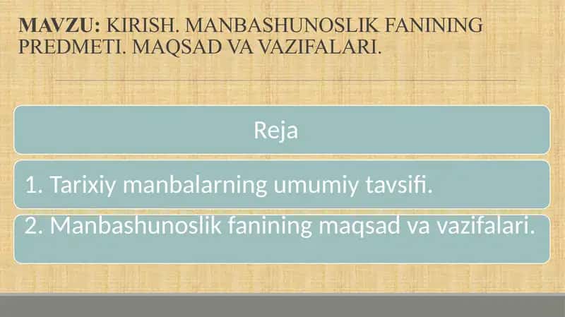 Kirish fanining predmeti