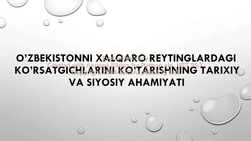 O'zbekistonni xalqaro reytinglardagi ko’rsatgichlarini ko’tarishning tarixiy va siyosiy ahamiyati