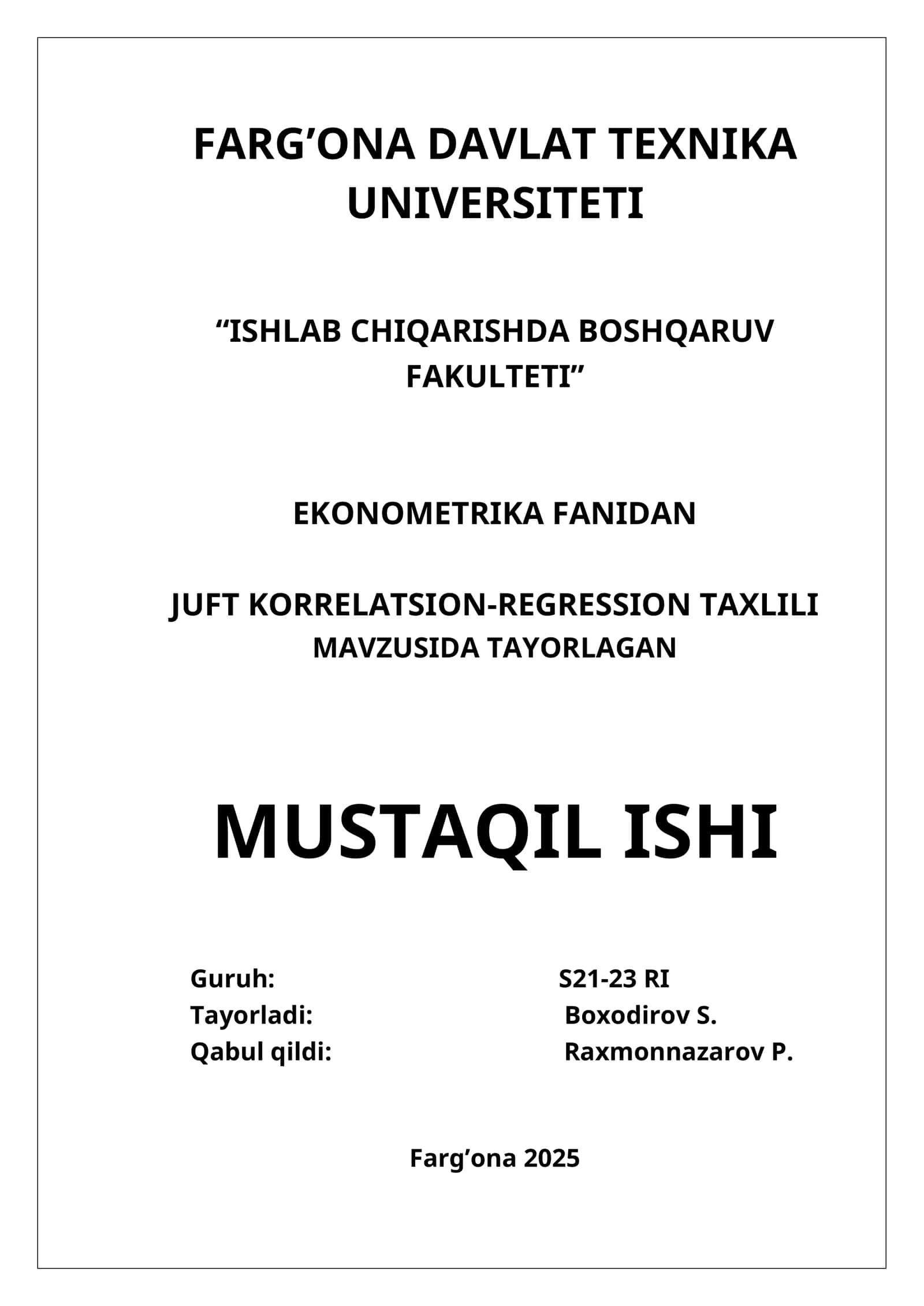 Regression tahlil
