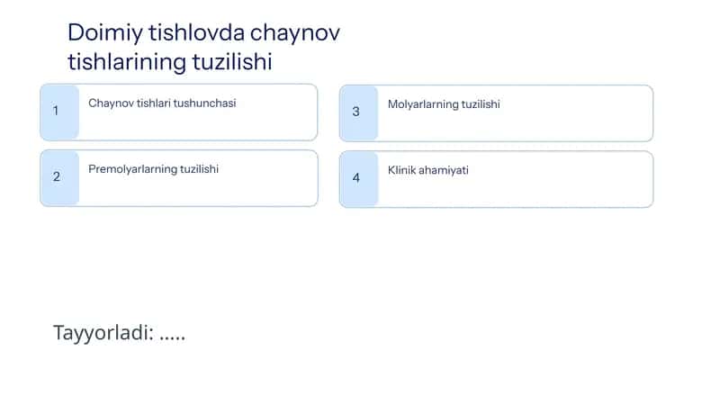 Doimiy tishlar tuzilishi