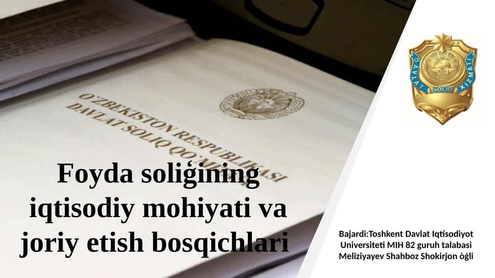 Foyda soliģining iqtisodiy mohiyati va joriy etish bosqichlari