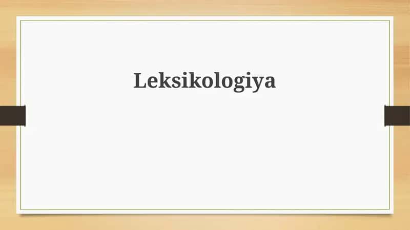 Leksikologiya