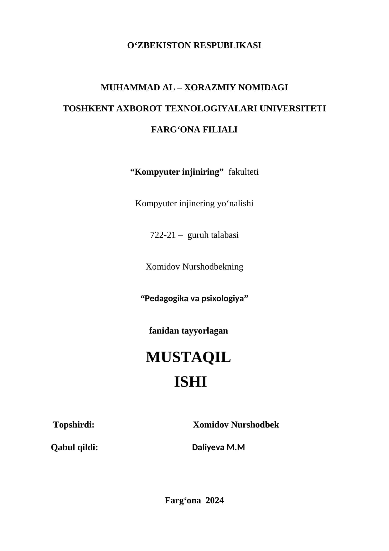 Boshlang’ich ta’limda tarbiya nazariyasi