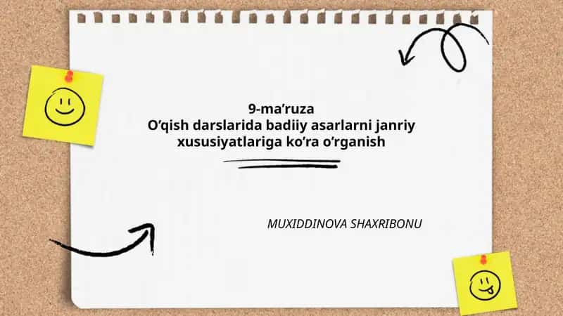 O’qish darslarida badiiy asarlarni janriy xususiyatlariga ko’ra o’rganish