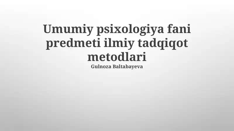 Psixologik tadqiqot usullari