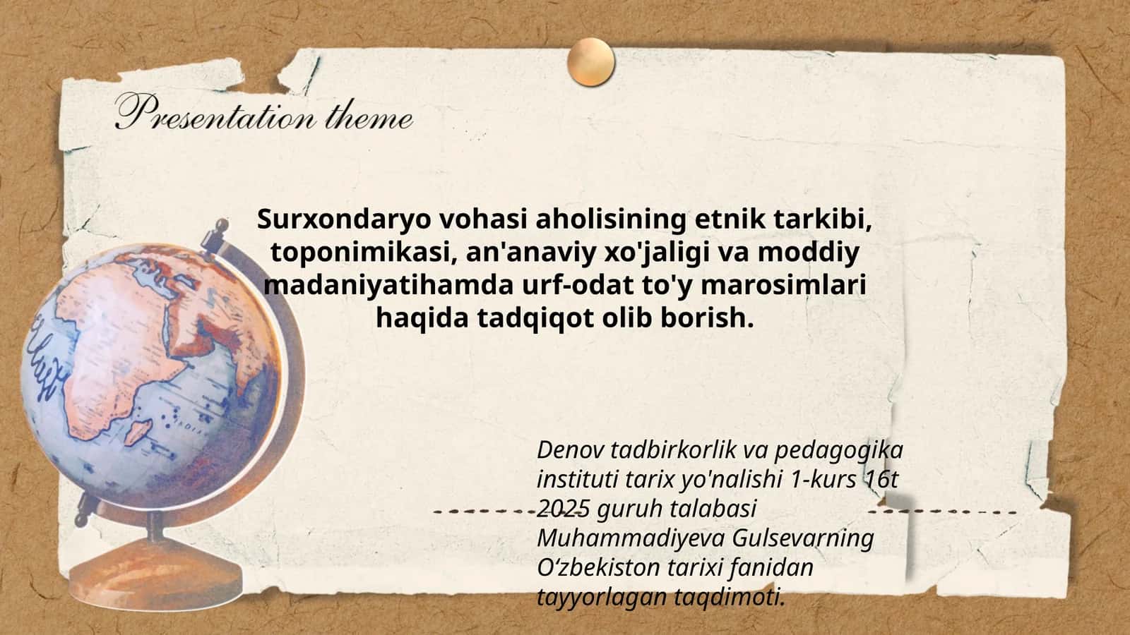 O‘zbekiston tarixi fanidan tadqiqot