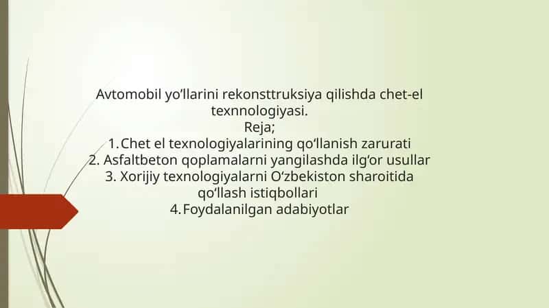 Avtomobil yo’llarini rekonsttruksiya qilishda chet-el texnnologiyasi