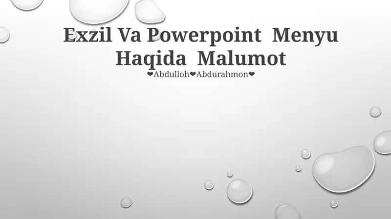 Exzil Va Powerpoint Menyu Haqida Malumot