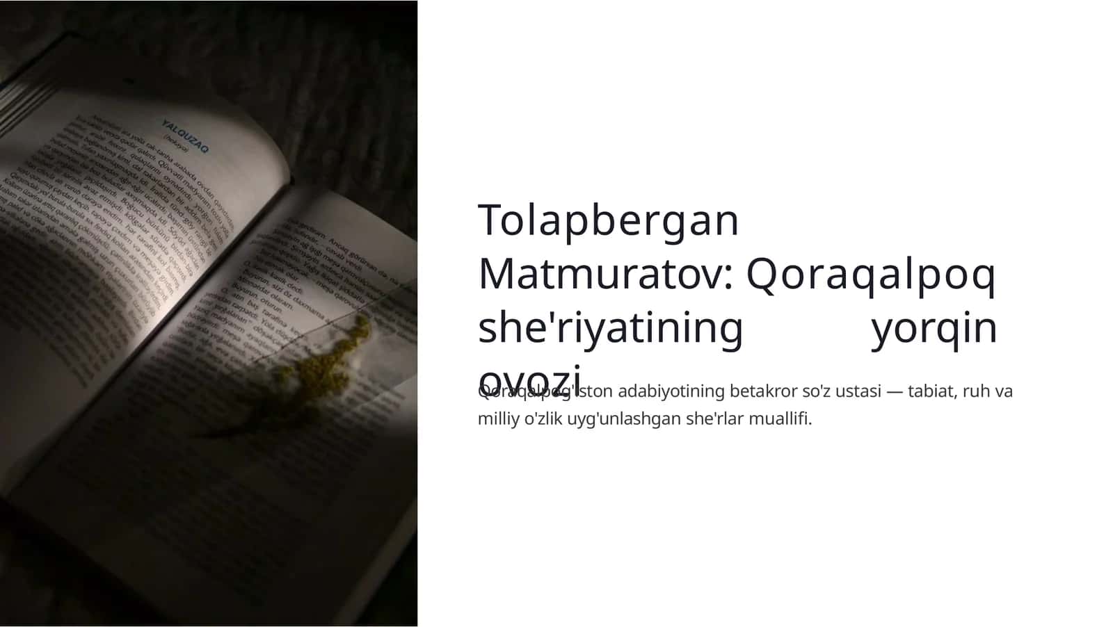 Qoraqalpoq she'riyatining yorqin ovozi