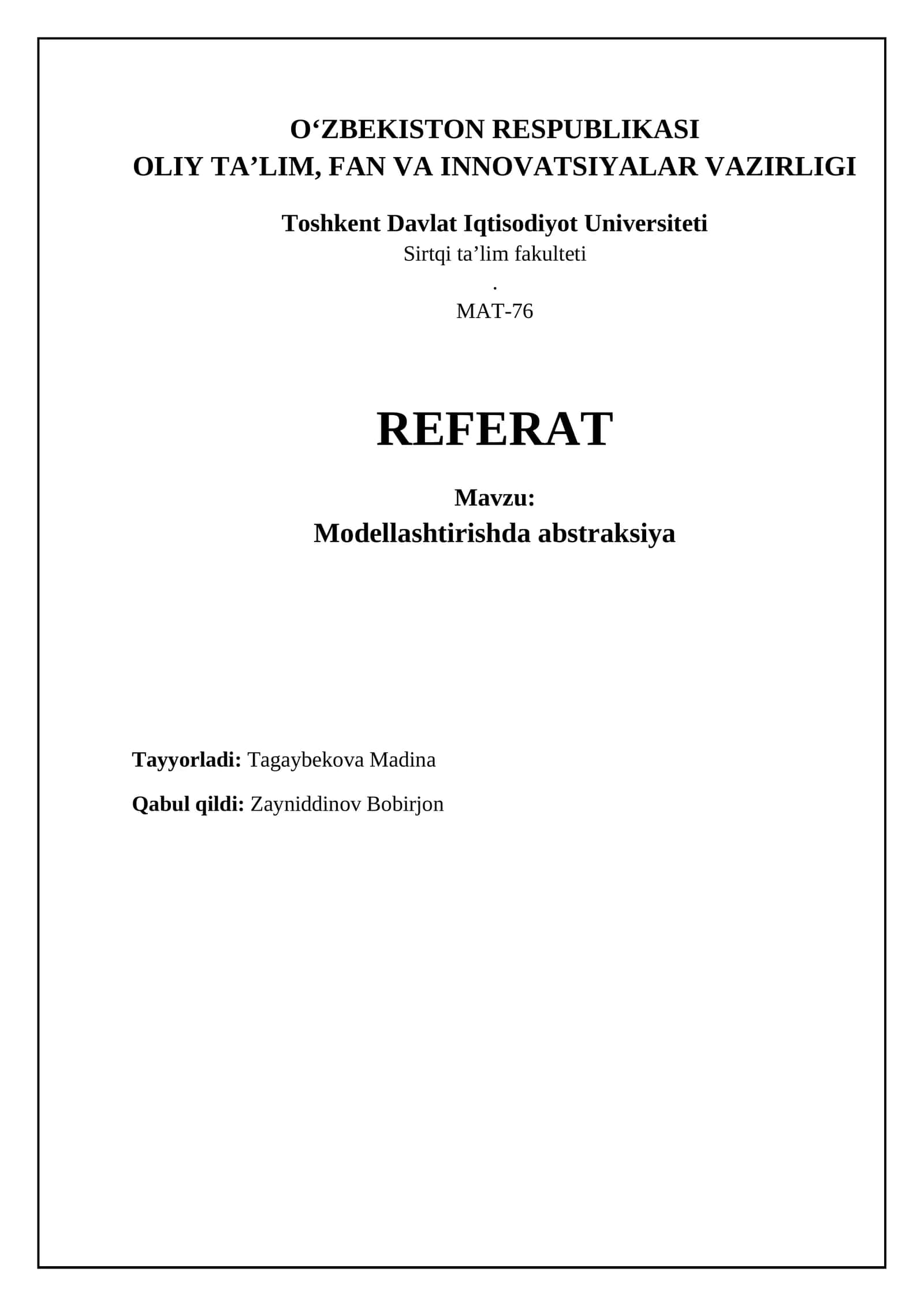 Modellashtirishda abstraksiya