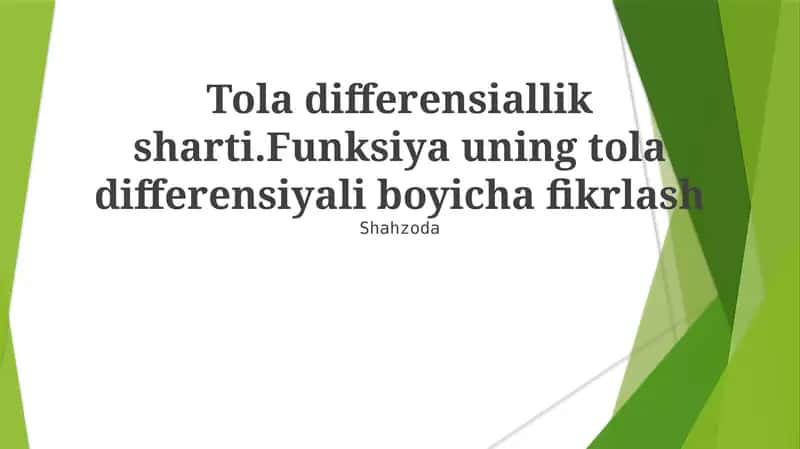 To'liq Differentsiallik Sharti