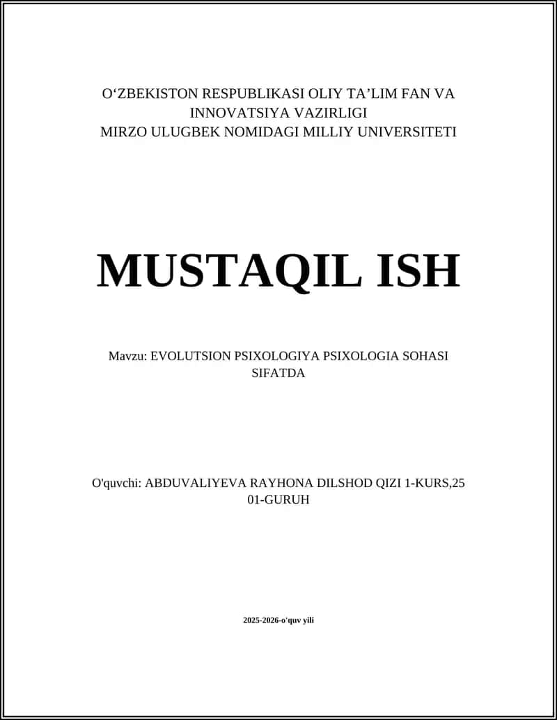 EVOLUTSION PSIXOLOGIYA