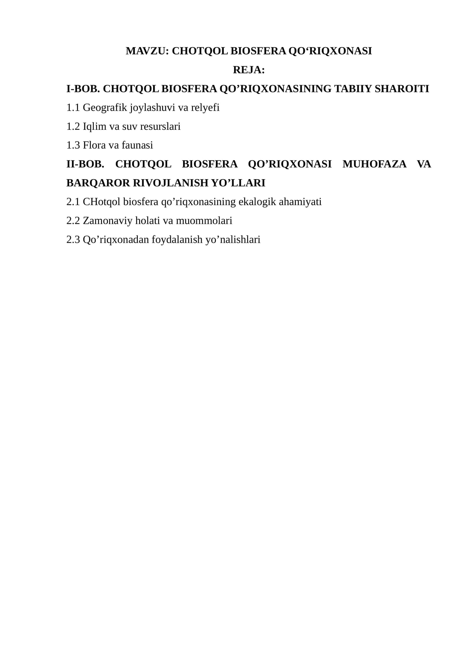 CHOTQOL BIOSFERA QO'RIQXONASI