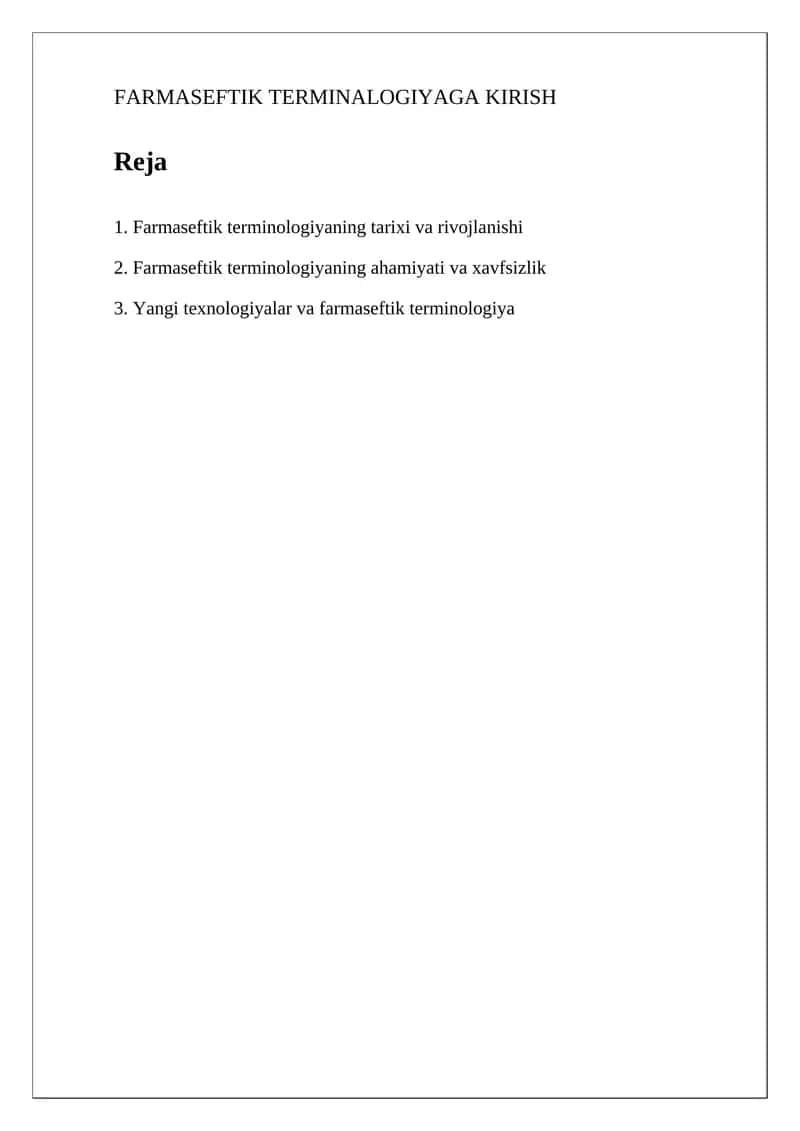 Farmaseftik Terminologiyaga Kirish