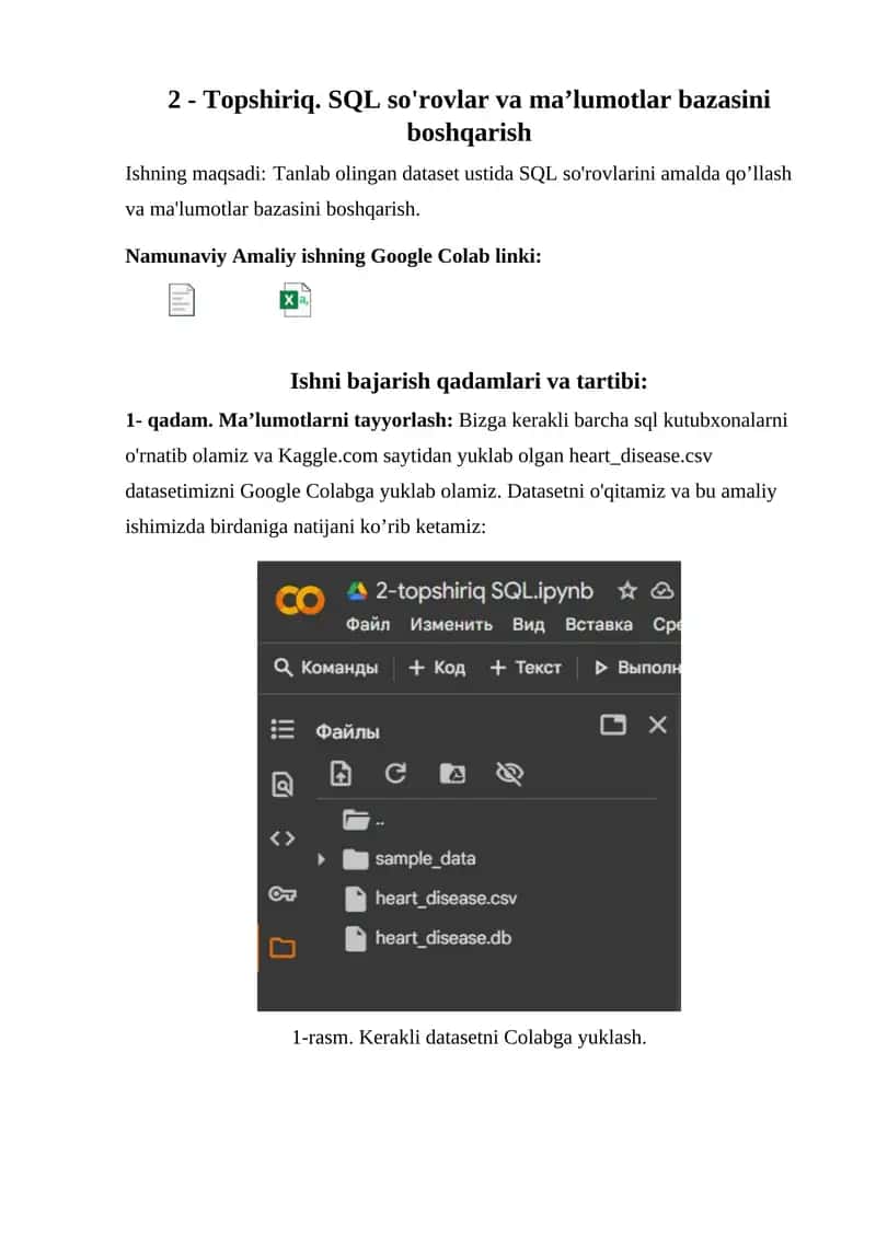 SQL so'rovlar va ma’lumotlar bazasini boshqarish