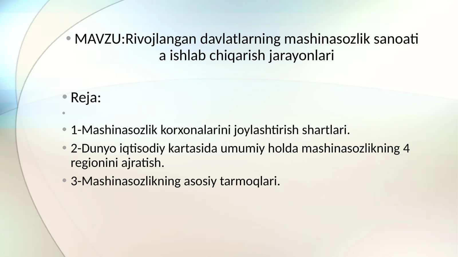 Rivojlangan davlatlarning mashinasozlik sanoati va ishlab chiqarish jarayonlari