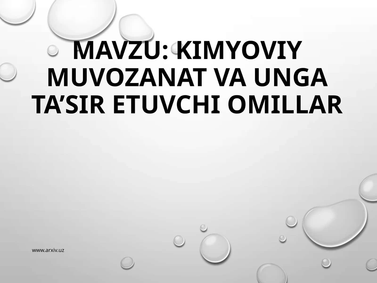 Kimyoviymuvozanatvaungata’siretuvchiomillar