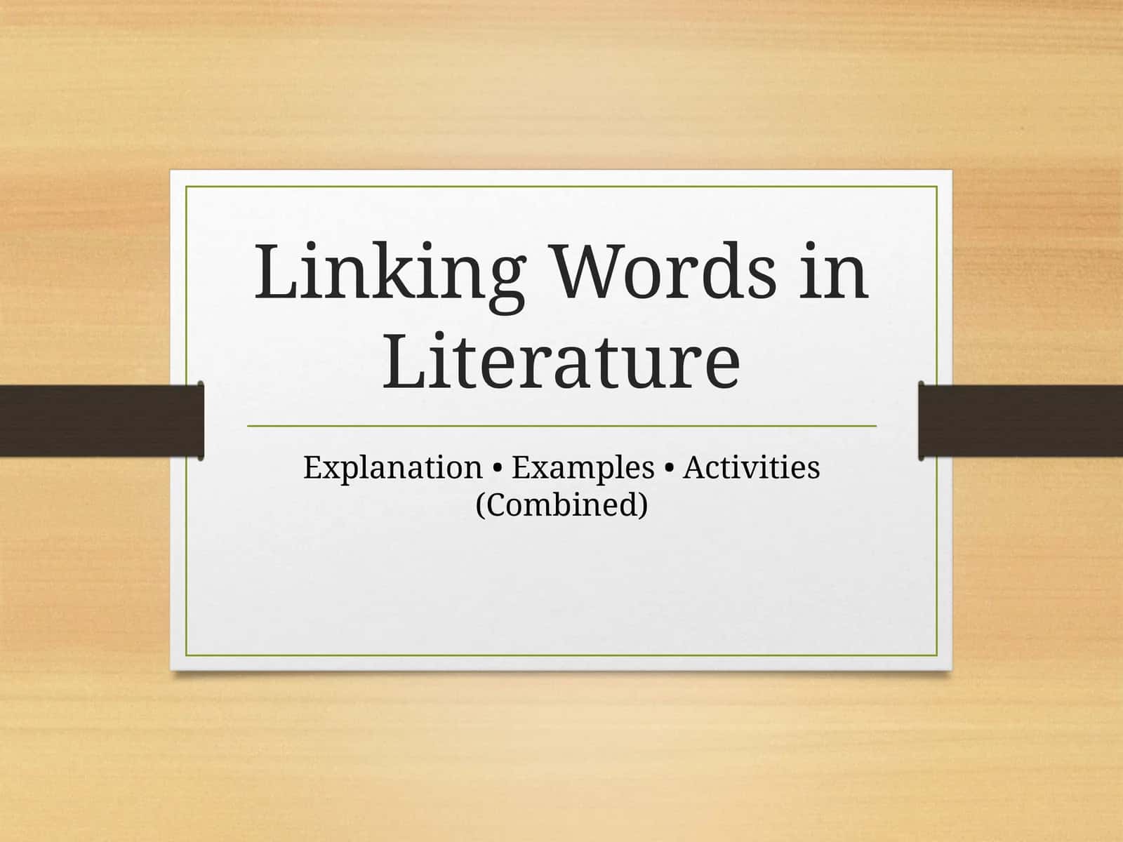Linking Words in Literature
