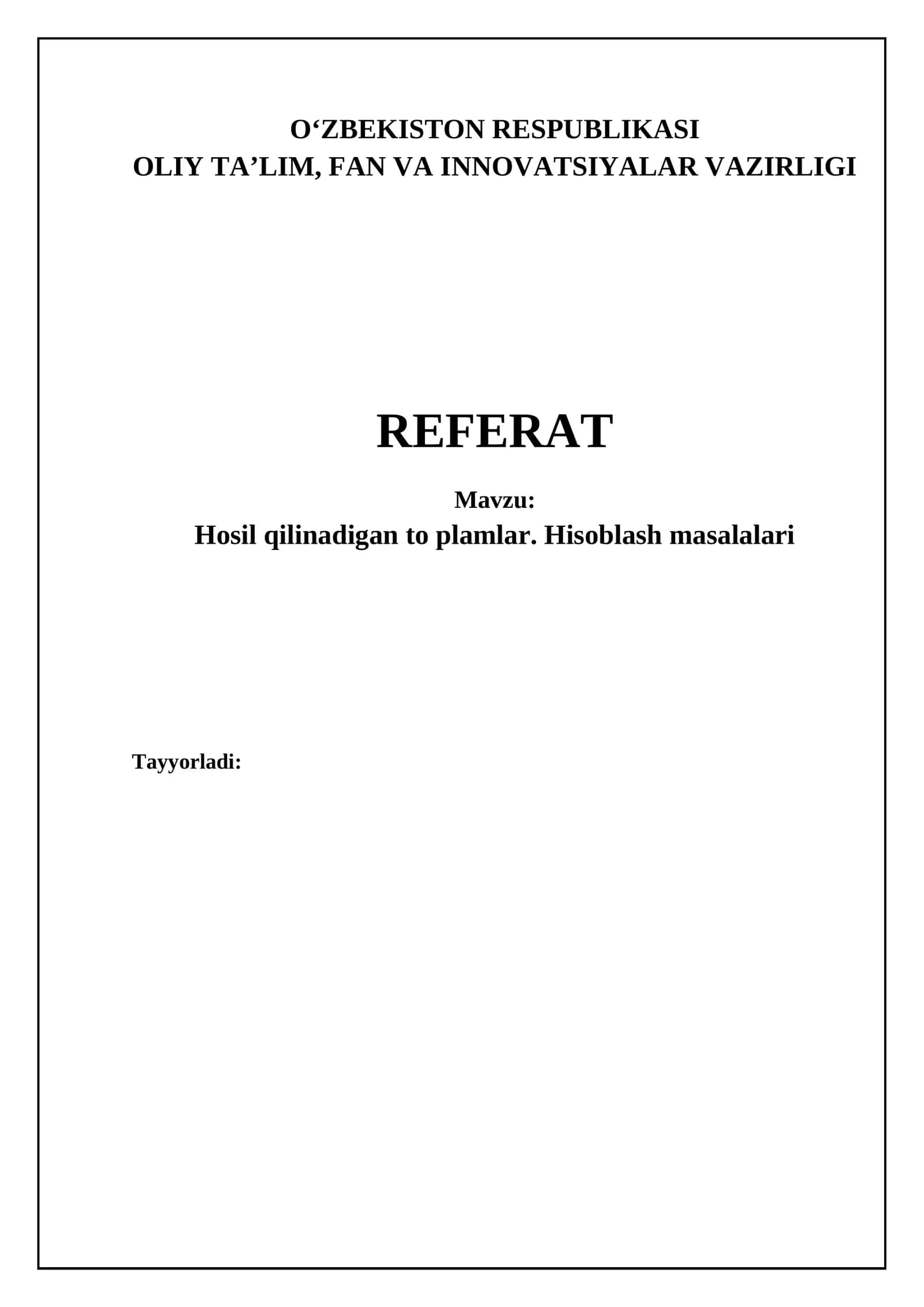 Hosil qilingan toʻplamlar. Hisoblash masalalari