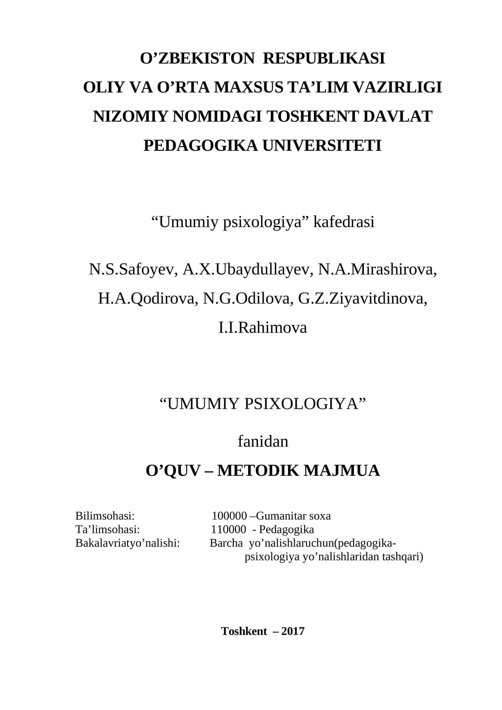 UMUMIY PSIXOLOGIYA