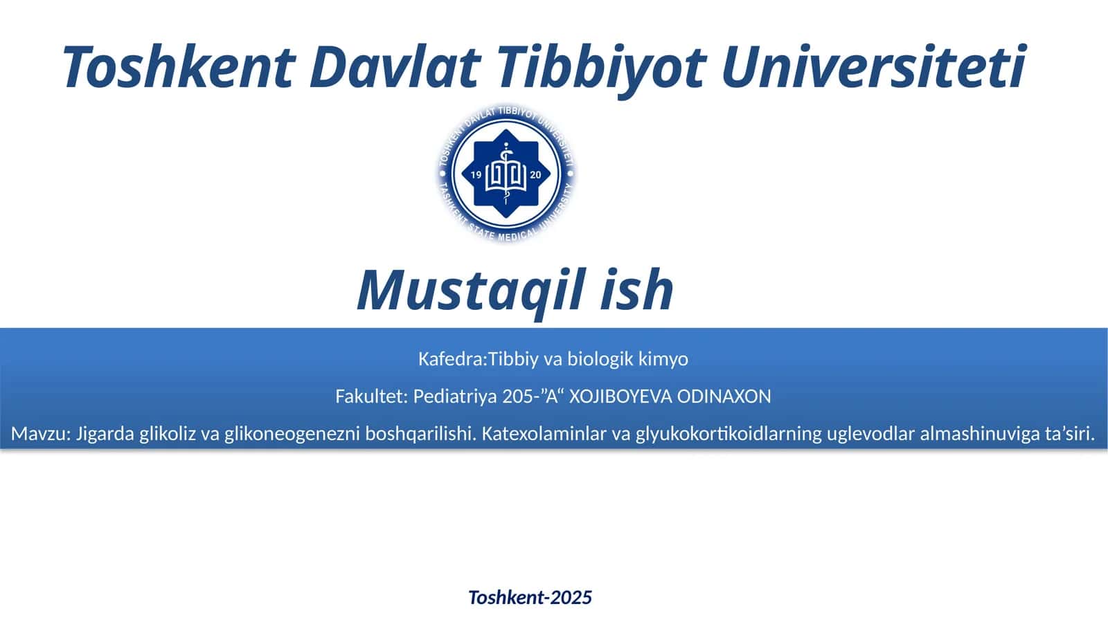 Jigardaglikolizvaglikoneogenezniboshqarilishi.Katexolaminlarvaglyukokortikoidlarninguglevodlaralmashinuvigata’siri