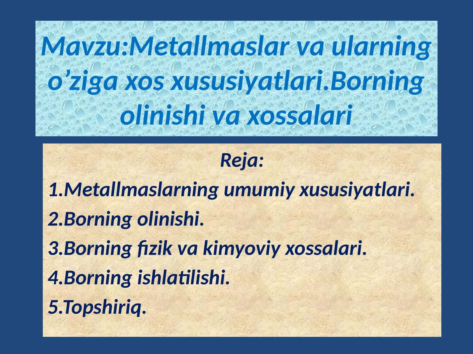 Metallmaslar va ularning o’ziga xos xususiyatlari