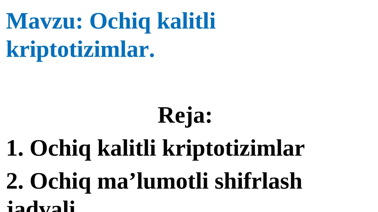 Ochiq kalitli kriptotizimlar
