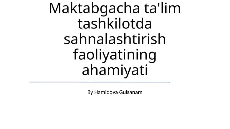 Sahnalashtirish faoliyati