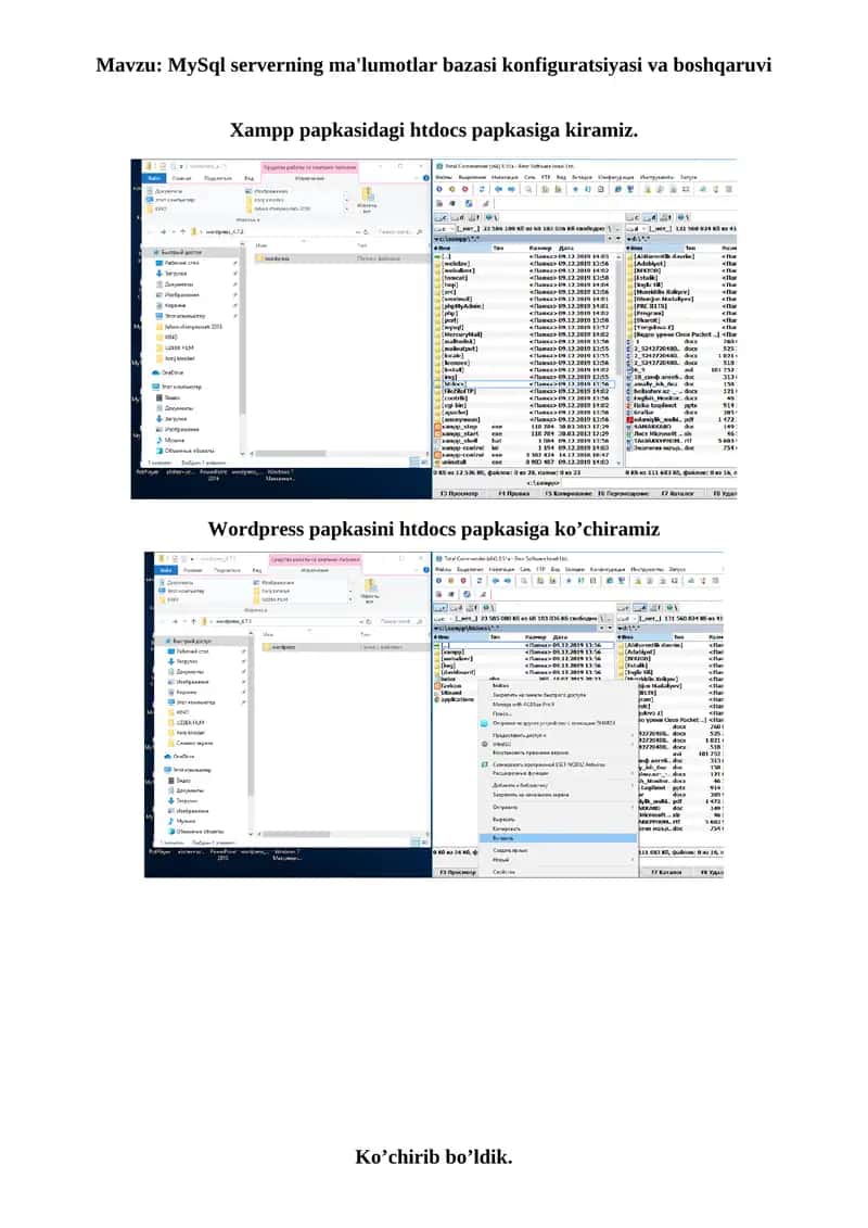 MySql serverning ma'lumotlar bazasi konfiguratsiyasi va boshqaruvi