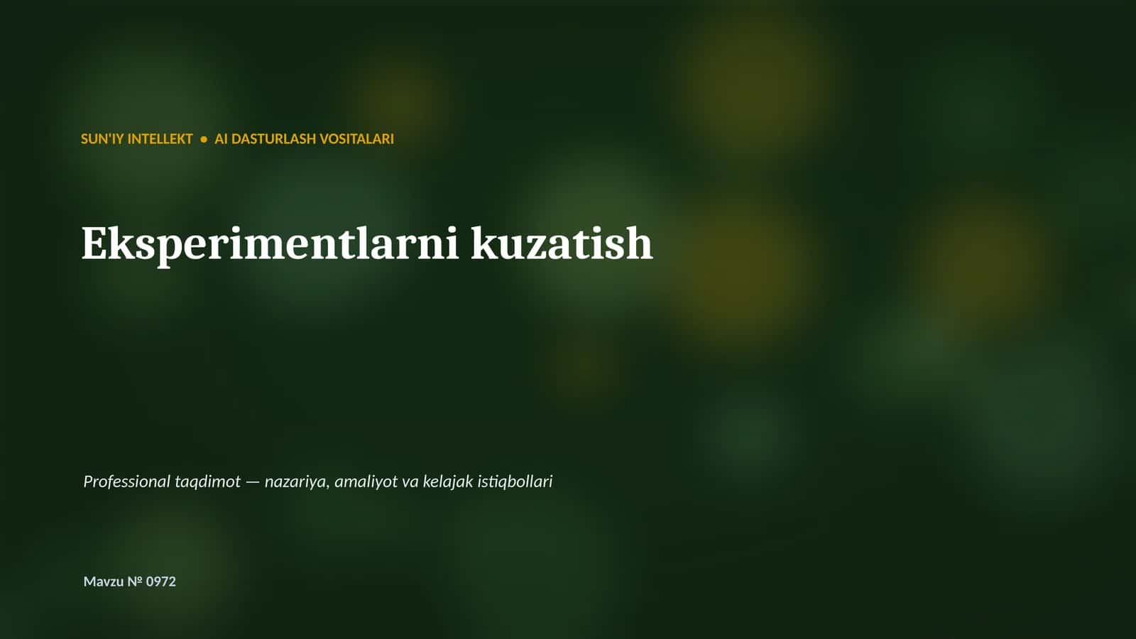 SUN'IY INTELLEKT • AI DASTURLASH VOSITALARI