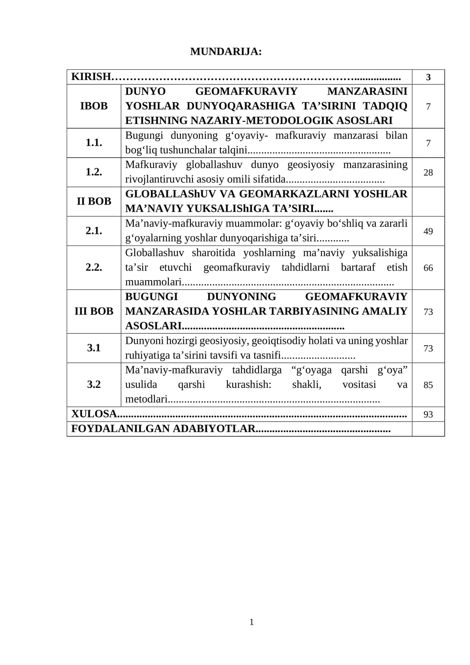 Dunyo geomafraviy manzarasini yoshlar dunyoqarashiga ta'sirini tadqiq etishning nazariy-metodologik asoslari