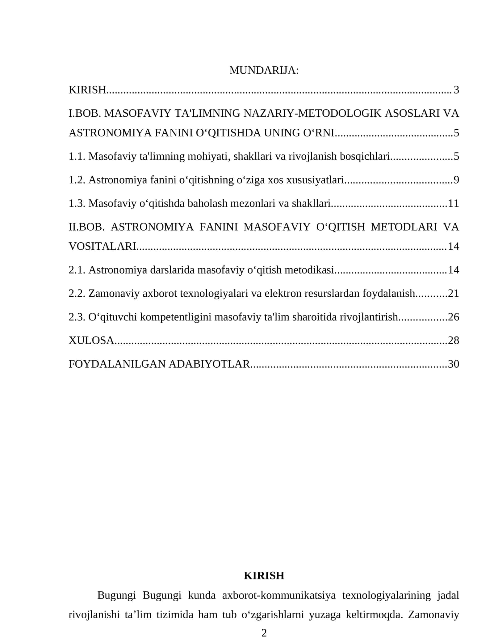 MASOFAVIY TA'LIMNING NAZARIY-METODOLOGIK ASOSLARI VA ASTRONOMIYA FANINI O‘QITISHDA UNING O‘RNI