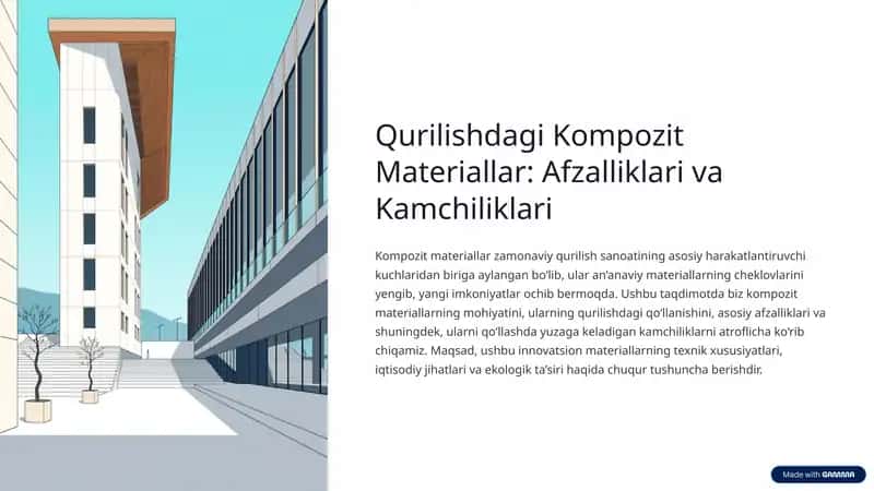 Qurilishdagi Kompozit Materiallar Afzalliklari va Kamchiliklari