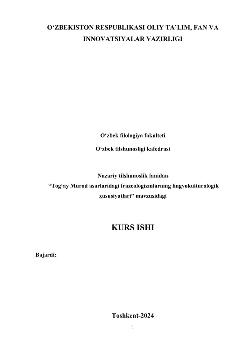 Tog‘ay Murod asarlaridagi frazeologizmlarning lingvokulturologik xususiyatlari