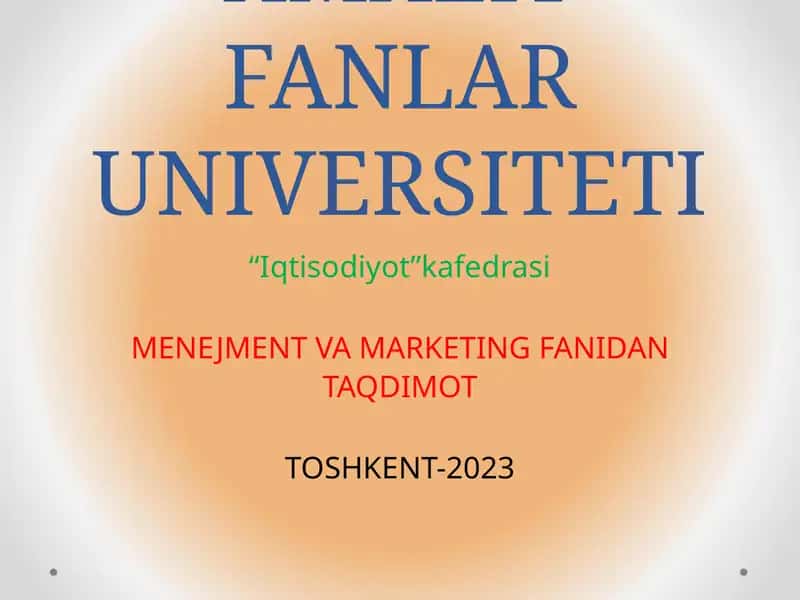 MENEJMENT VA MARKETING FANIDAN TAQDIMOT