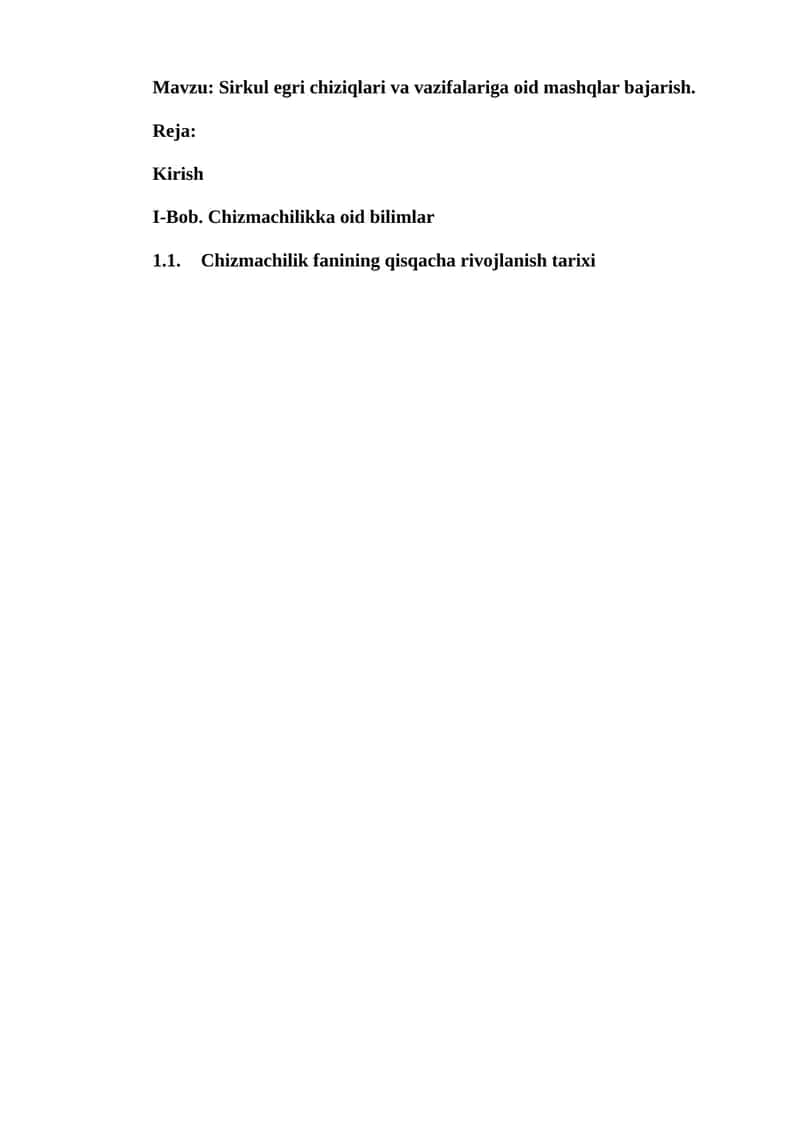 Sirkul egri chiziqlari va vazifalariga oid mashqlar