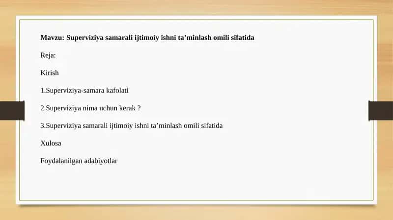 Superviziya samarali ijtimoiy ishni ta’minlash omili sifatida