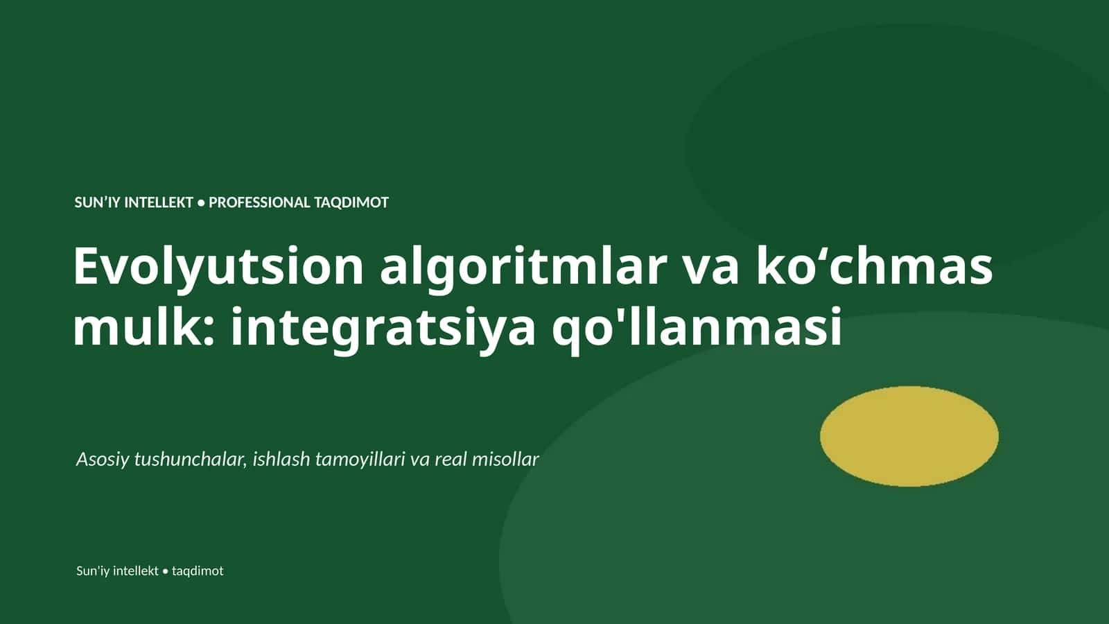 Evolyutsion algoritmlar va koʻchmas mulk: integratsiya qo'llanmasi