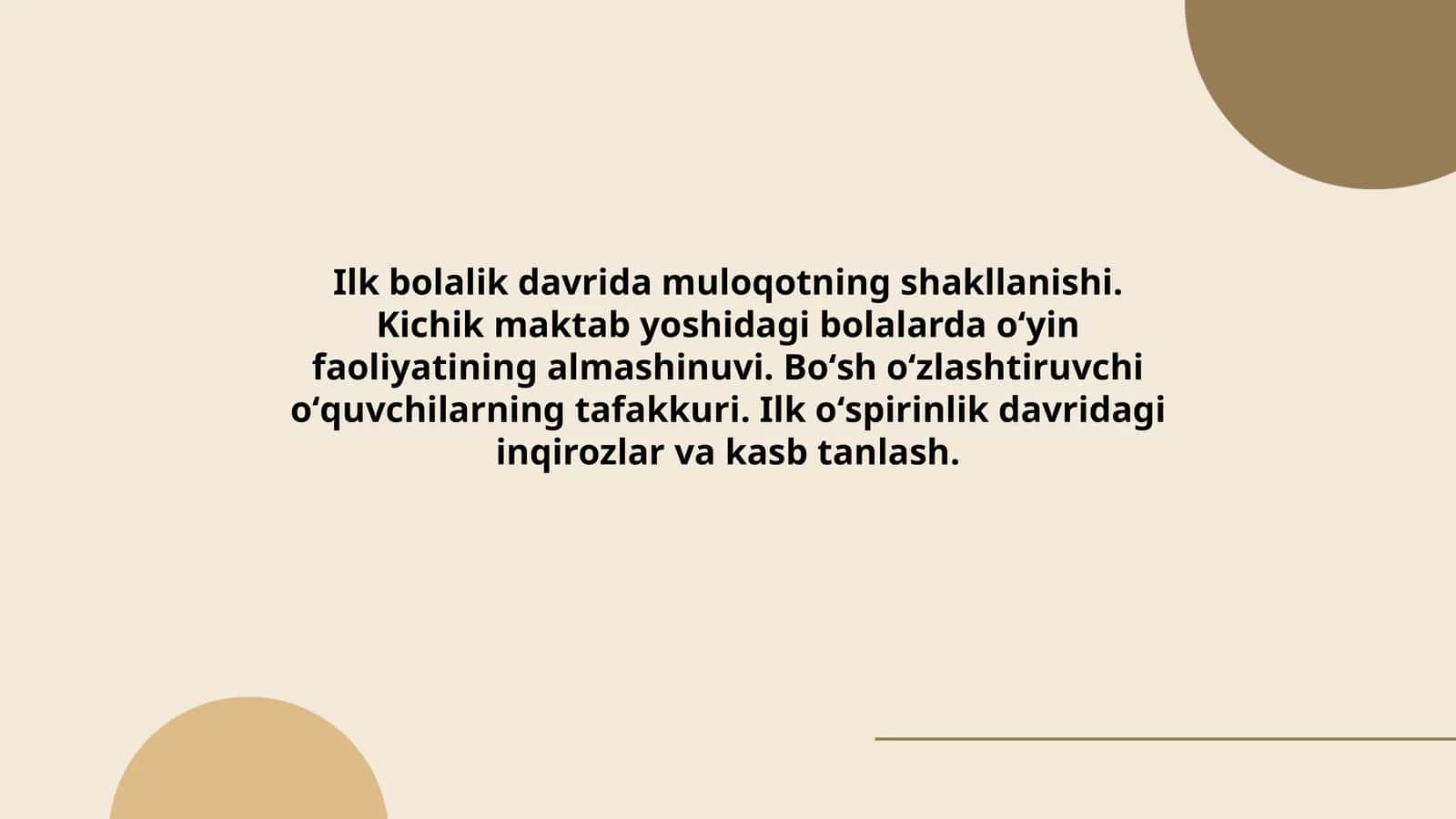 Ilk bolalik davrida muloqotning shakllanishi