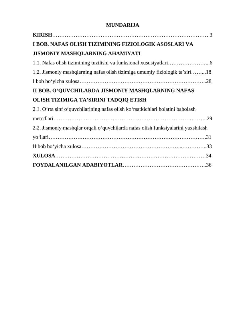 Jismoniy mashqlarning nafas olish tizimiga ta'siri