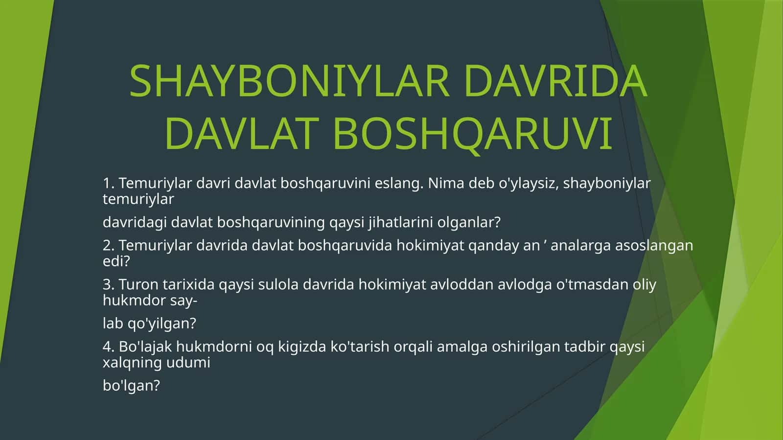 SHAYBONIYLAR DAVRIDA DAVLAT BOSHQARUVI