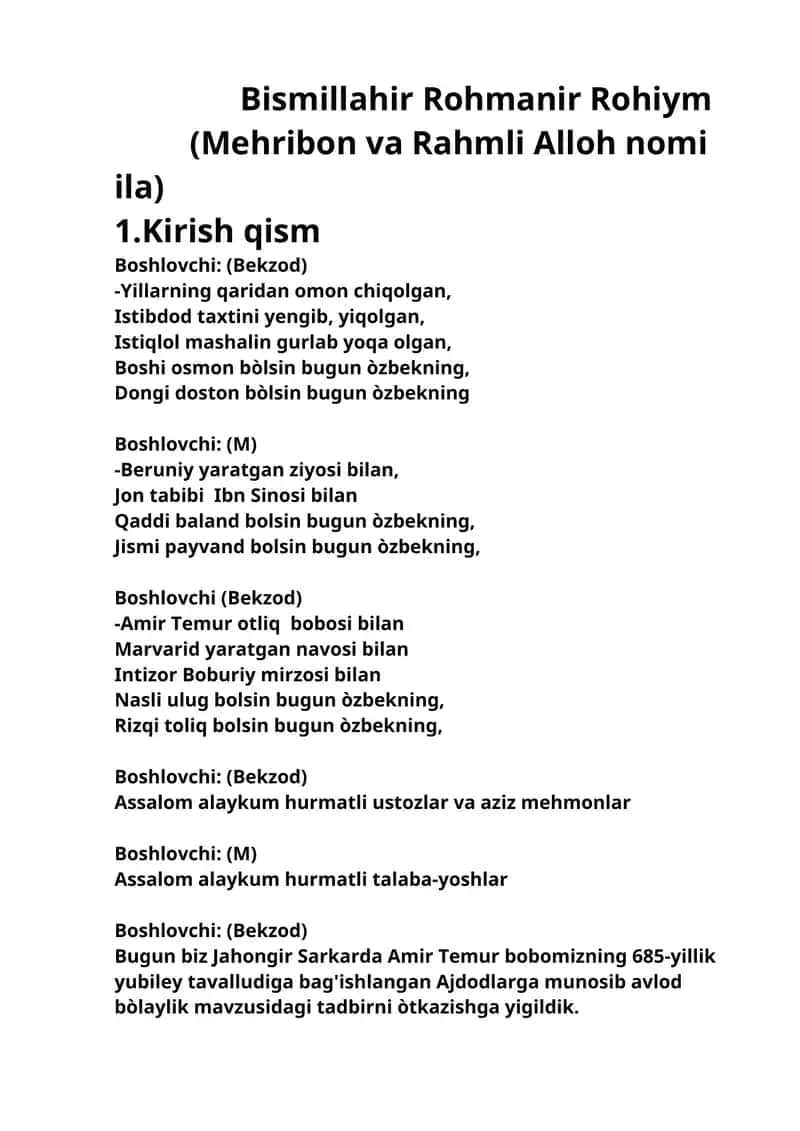 Amir Temur hayoti va faoliyati