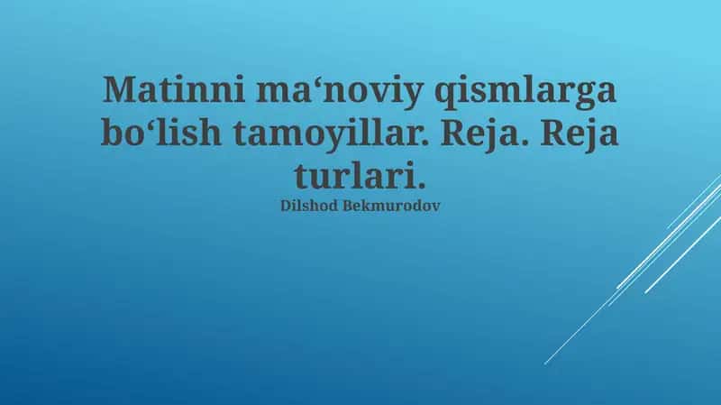 Semantik Matn Segmentatsiyasi