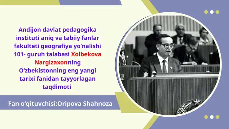 Mustaqil Oʻzbekiston Respublikasining tashkil topishi va uning ahamiyati