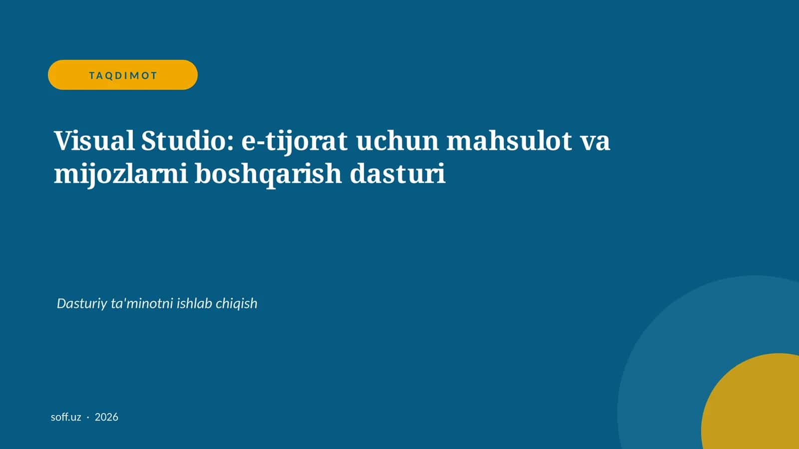 Visual Studio: e-tijorat uchun mahsulot va mijozlarni boshqarish dasturi