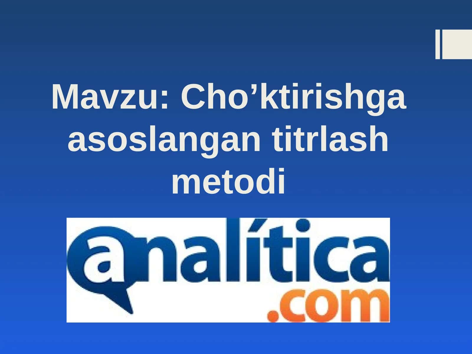 Cho’ktirishgа аsоslаngаn titrlаsh mеtоdi
