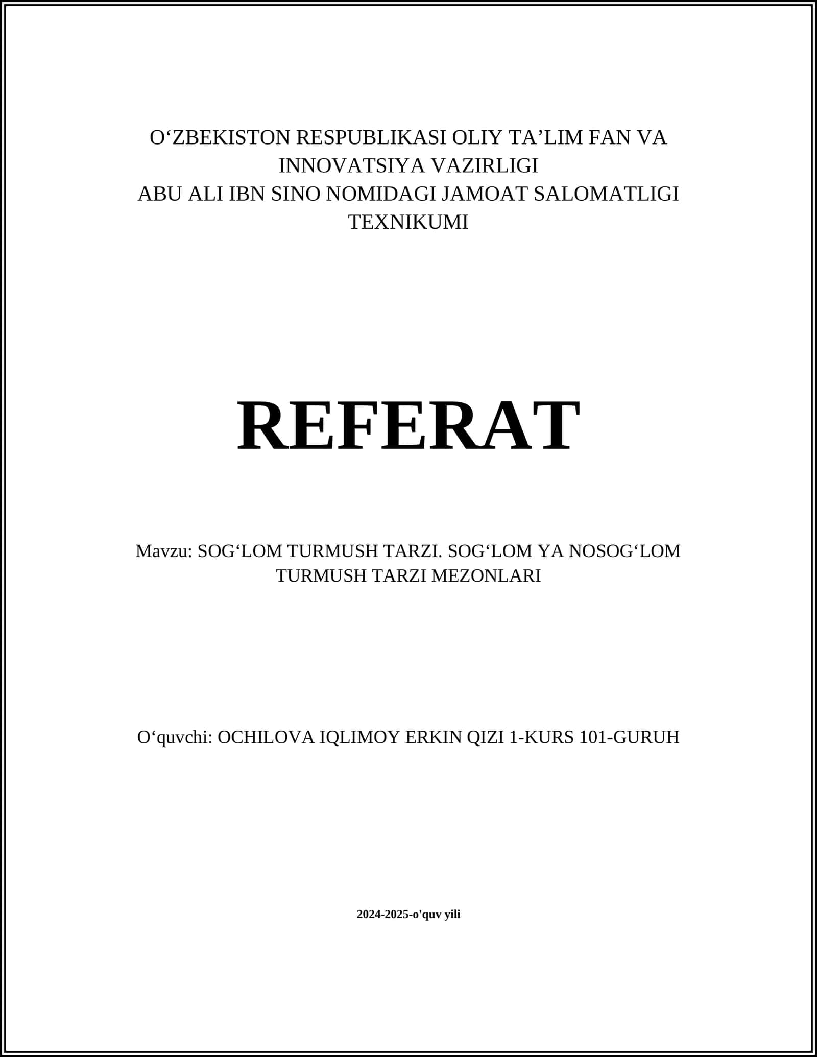 SOGʻLOM TURMUSH TARZI. SOGʻLOM YA NOSOGʻLOM TURMUSH TARZI MEZONLARI