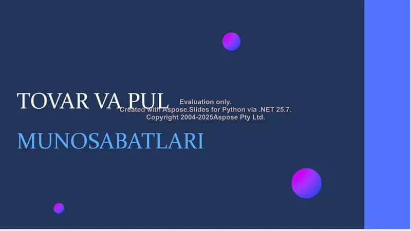 Tovar va pul munosabatlari